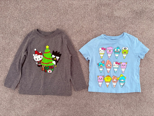 Old Navy Hello Kitty Unisex Graphic Shirts for Toddler, 2 Shirts, 2T, Kids 2T