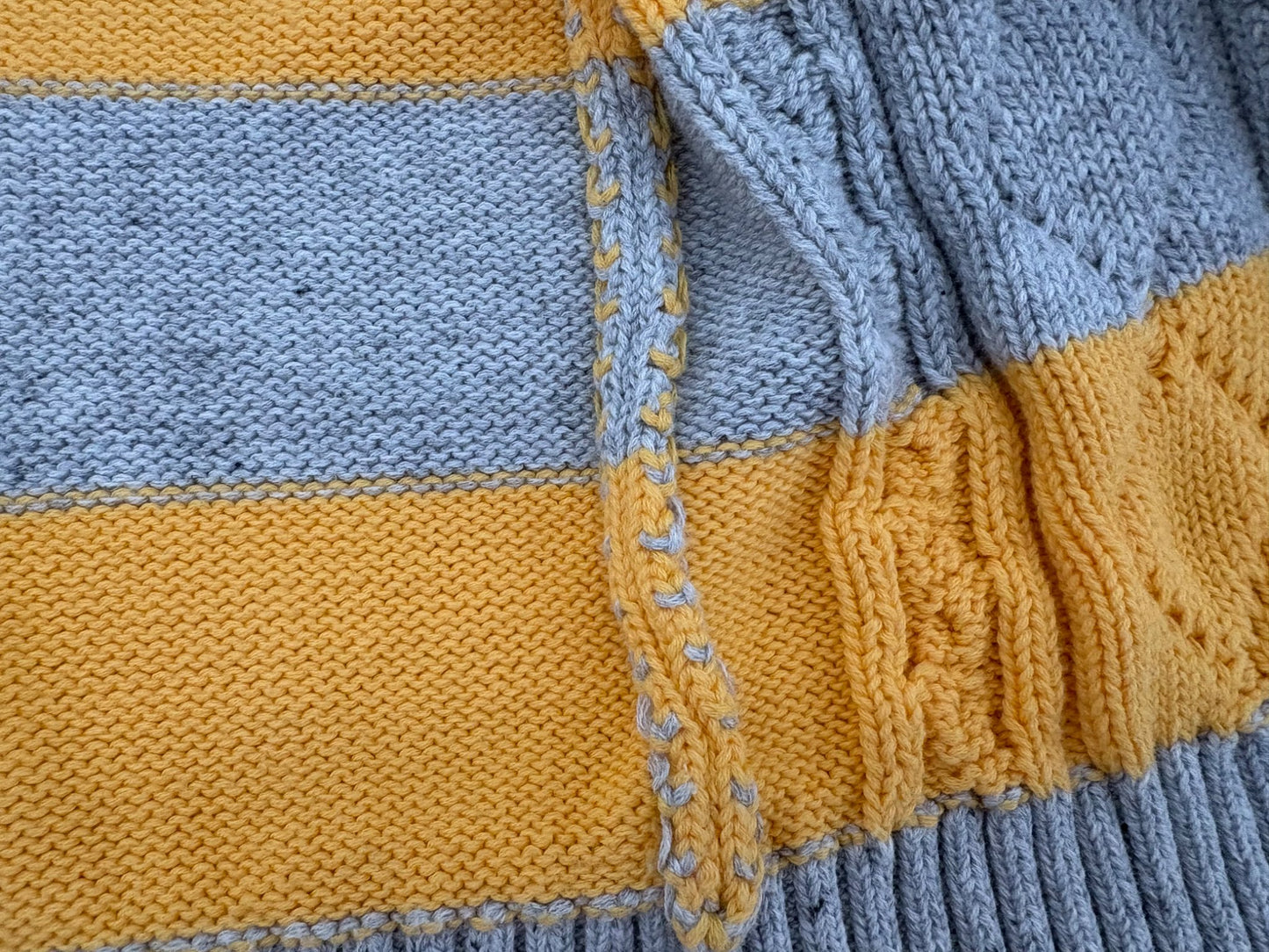 Seed Heritage Baby Boy's Stripe Cable-Knit Cardigan, Grey/Yellow, 12-18 months, Kids 18 Month (12-18M)