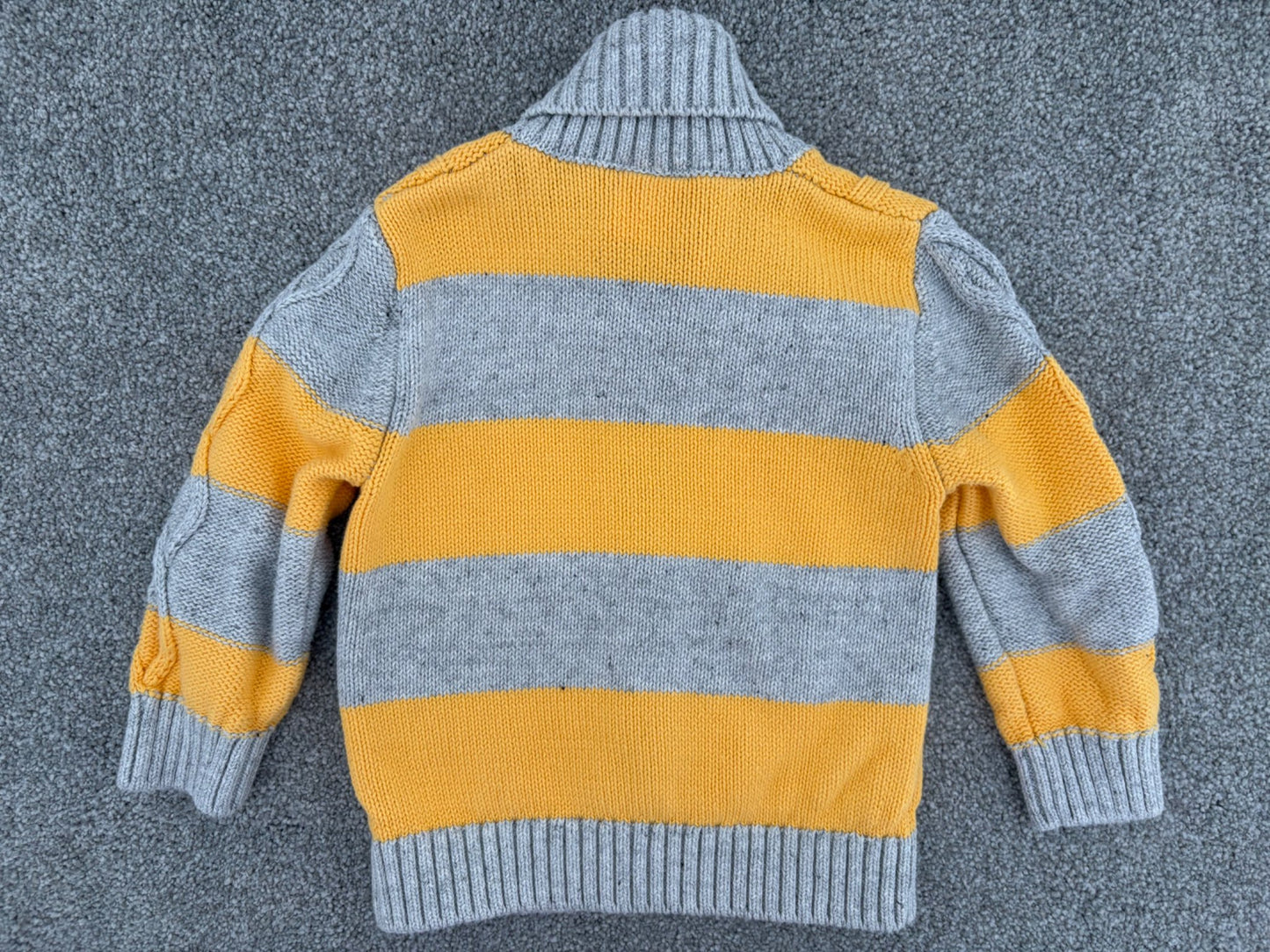 Seed Heritage Baby Boy's Stripe Cable-Knit Cardigan, Grey/Yellow, 12-18 months, Kids 18 Month (12-18M)