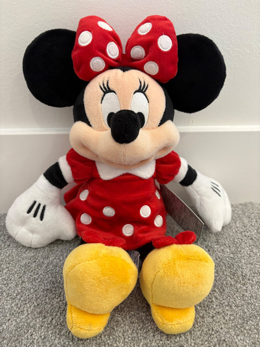 Disney Minnie Mouse Plush Toy, Red Polka Dot Bow and Dress, NWT