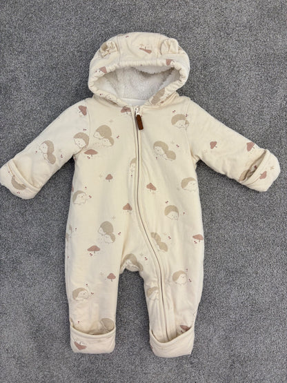 H&M Padded Baby Bunting, Hedgehog Print, 2-4 months, Kids 3 Month (0-3M)
