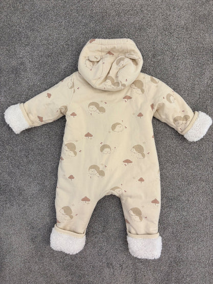 H&M Padded Baby Bunting, Hedgehog Print, 2-4 months, Kids 3 Month (0-3M)