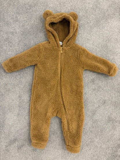Old Navy Unisex Faux-Fur Hooded One-Piece for Baby, Bear, Brown, 12-18 months, Kids 18 Month (12-18M)