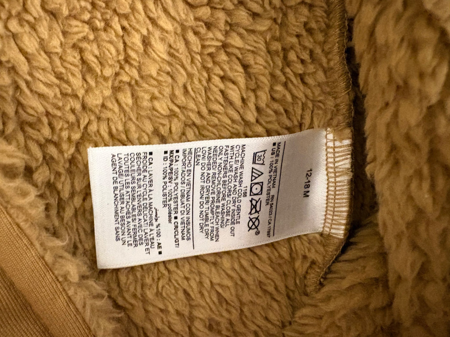 Old Navy Unisex Faux-Fur Hooded One-Piece for Baby, Bear, Brown, 12-18 months, Kids 18 Month (12-18M)
