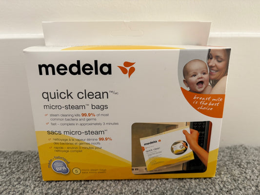 Medela Quick Clean Micro-Steam Bags, 5 Bags in Box, New in Box