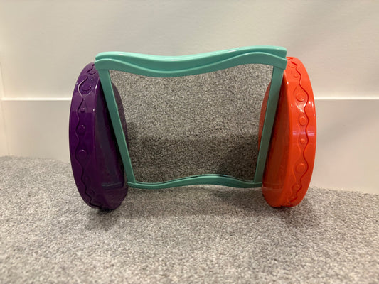 B. toys Baby Toy Mirror with Rolling Sensory Wheels, 0+ Months