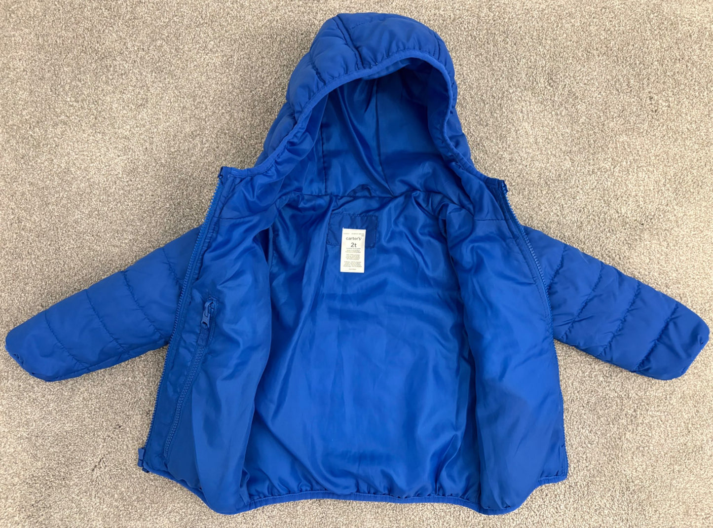 Carter’s Toddler Packable Puffer Jacket, Blue, 2T, Kids 2T