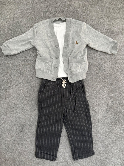 Gap Baby 3-Piece Outfit Set, Heather Light Grey, 18-24 months, Kids 24 Month (18-24M)