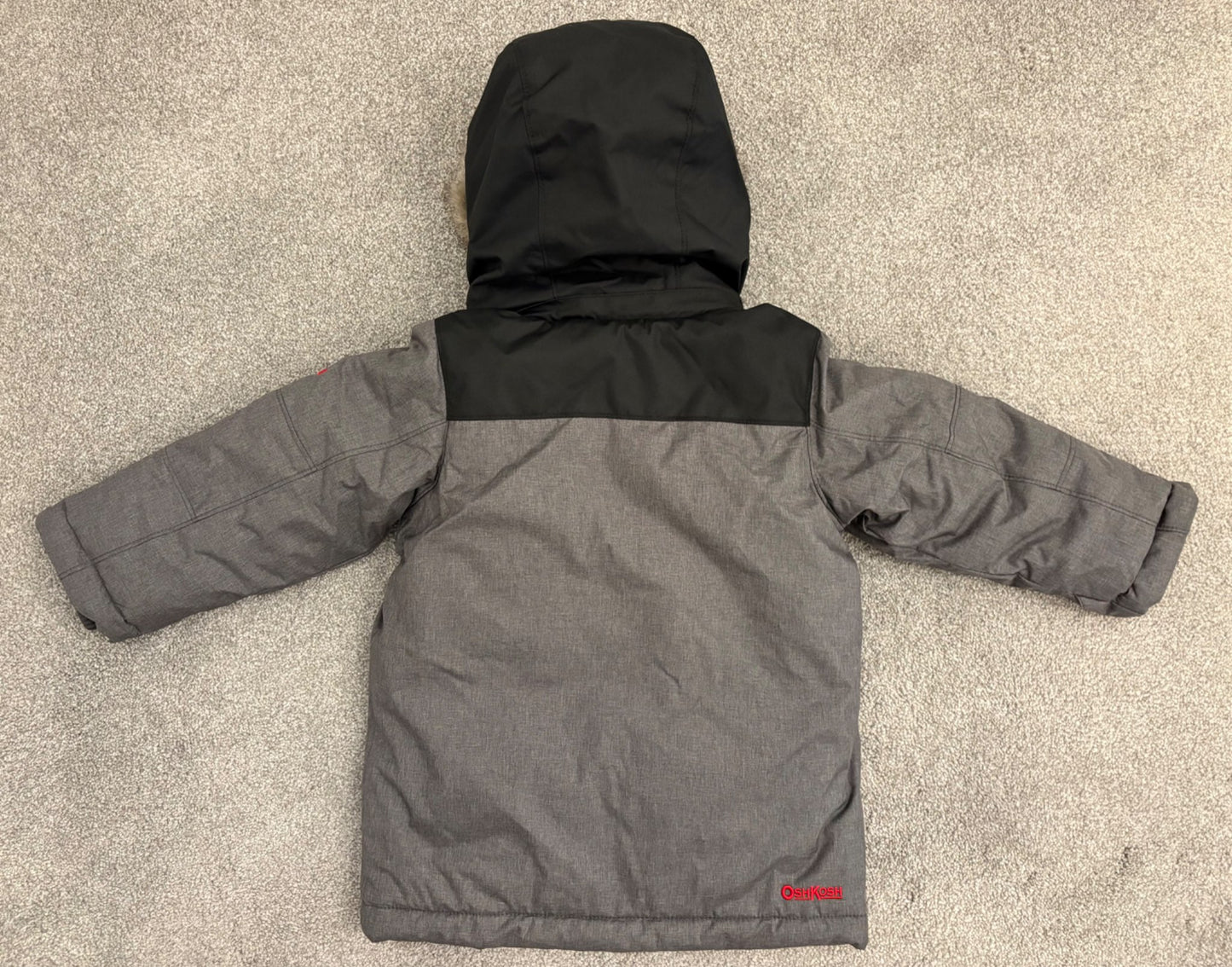 Carter’s Toddler Heavyweight Parka with Detachable Hood, Grey/Red/Black, 2T, Kids 2T