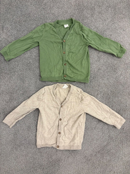 H&M 2-Pack Fine-knit Cardigans, Green/Light Beige, 12-18 months, Kids 18 Month (12-18M)
