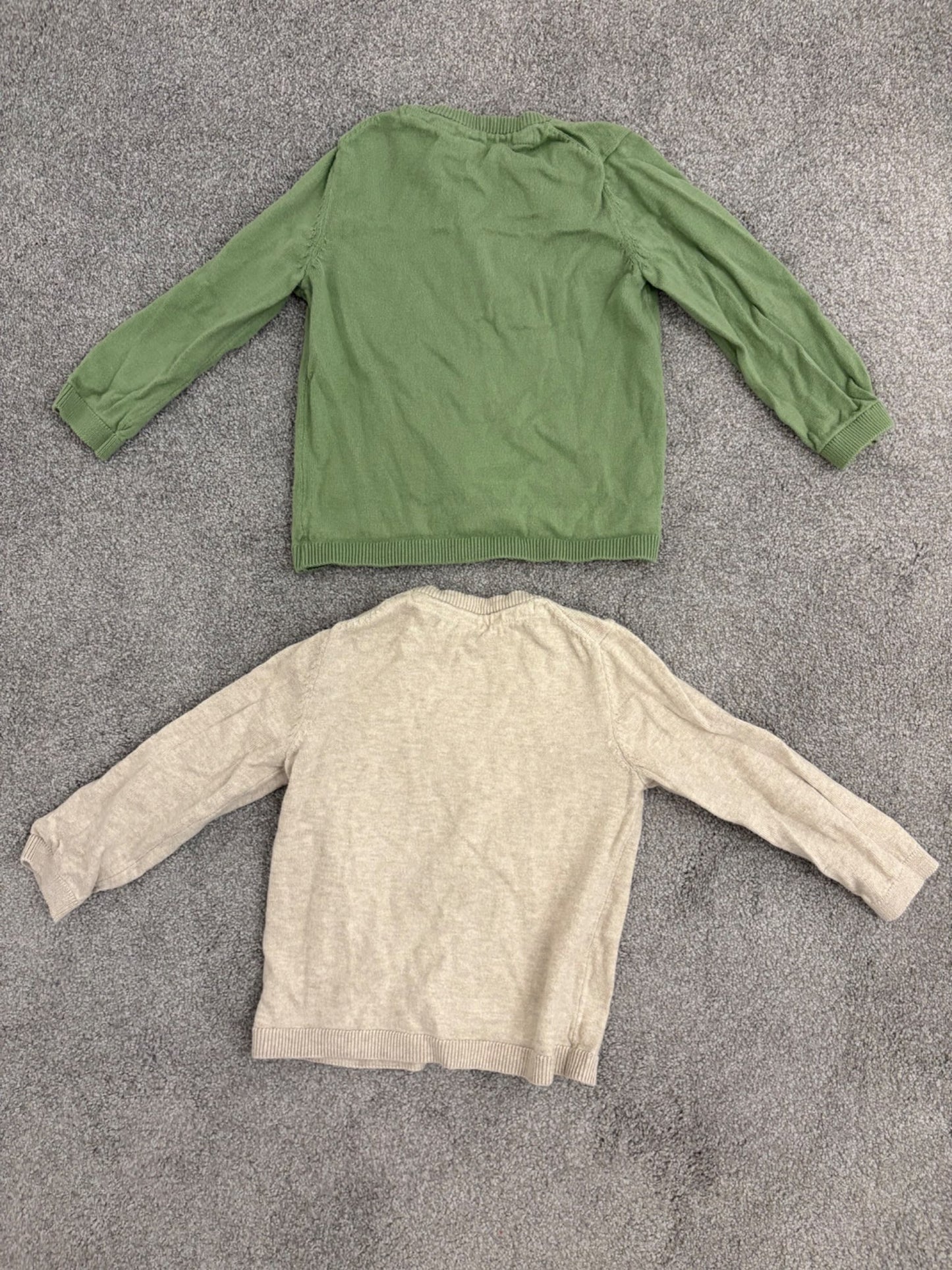 H&M 2-Pack Fine-knit Cardigans, Green/Light Beige, 12-18 months, Kids 18 Month (12-18M)