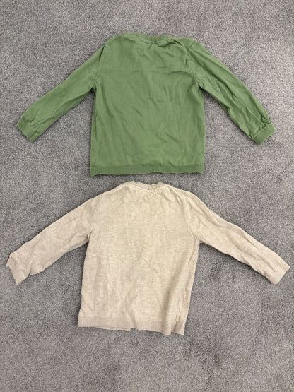 H&M 2-Pack Fine-knit Cardigans, Green/Light Beige, 12-18 months, Kids 18 Month (12-18M)