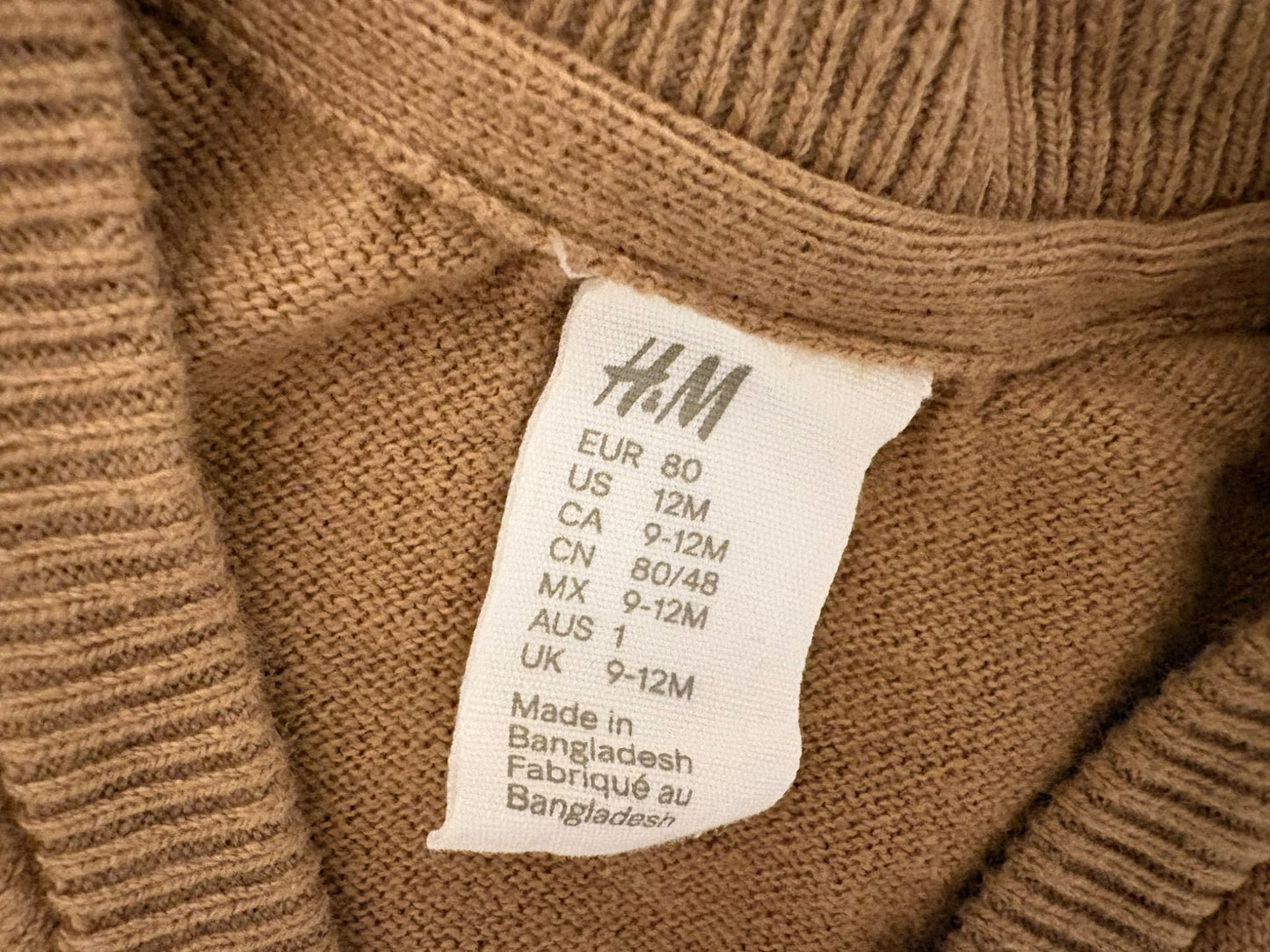 H&M 2-Pack Cotton Cardigans, Beige/Grey, 9-12 months, Kids 12 Month (9-12M)