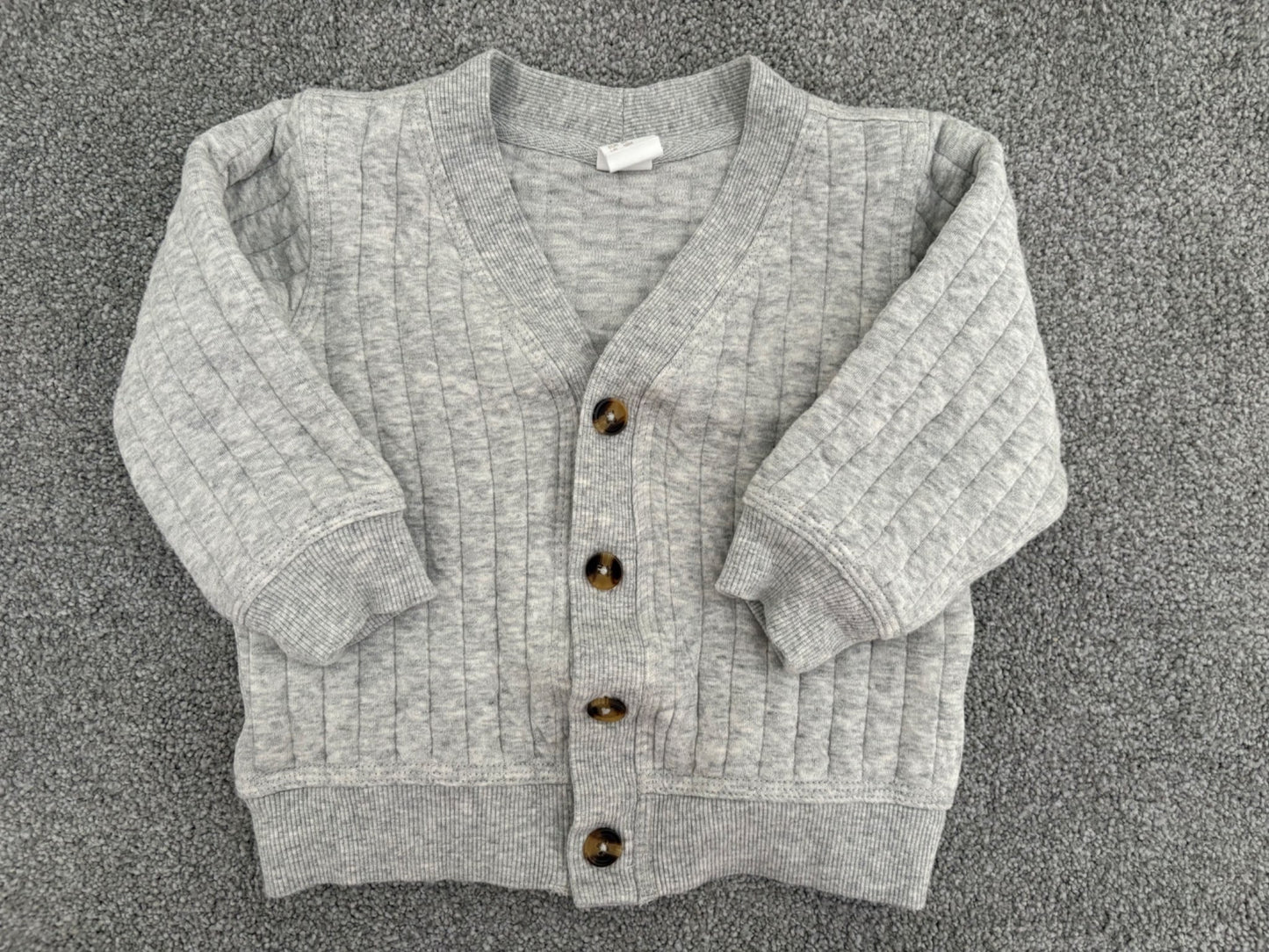 H&M Quilted Jersey Cardigan, Light Grey, 12-18 months, Kids 18 Month (12-18M)