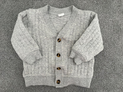 H&M Quilted Jersey Cardigan, Light Grey, 12-18 months, Kids 18 Month (12-18M)