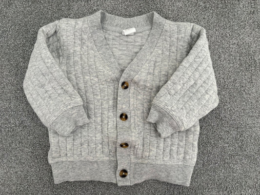 H&M Quilted Jersey Cardigan, Light Grey, 12-18 months, Kids 18 Month (12-18M)