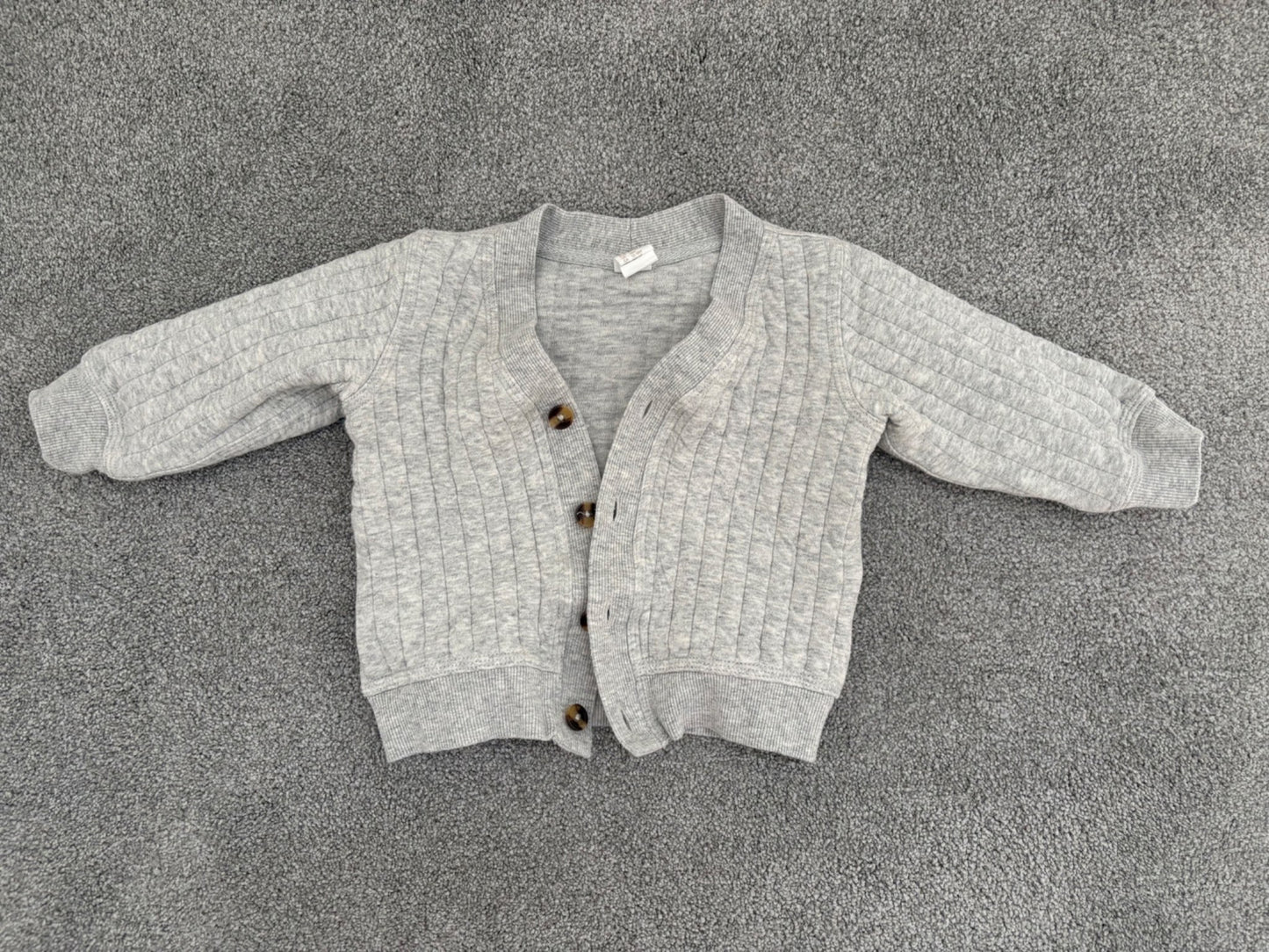 H&M Quilted Jersey Cardigan, Light Grey, 12-18 months, Kids 18 Month (12-18M)