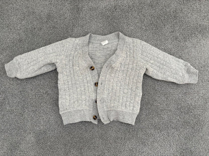 H&M Quilted Jersey Cardigan, Light Grey, 12-18 months, Kids 18 Month (12-18M)
