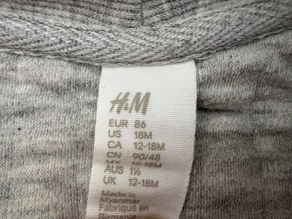 H&M Quilted Jersey Cardigan, Light Grey, 12-18 months, Kids 18 Month (12-18M)