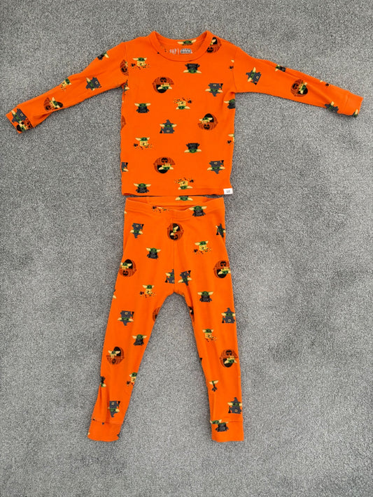 Baby Gap Toddler Star Wars Grogu Halloween Organic Brushed Cotton PJ Set, Orange, 3 years, Kids 3T