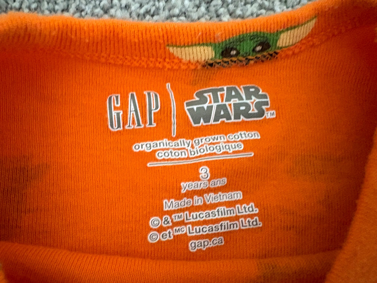 Baby Gap Toddler Star Wars Grogu Halloween Organic Brushed Cotton PJ Set, Orange, 3 years, Kids 3T
