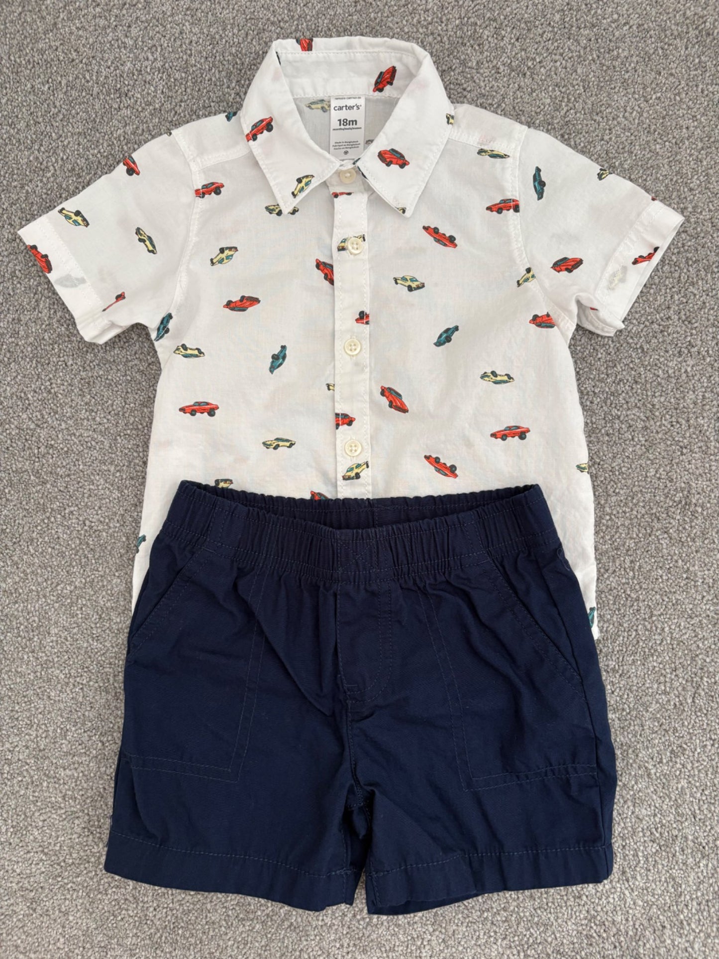 Carter’s 2-Piece Car Print Button-Front Shirt & Short Set, 18 months, Kids 18 Month (12-18M)