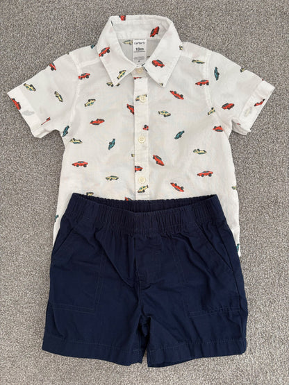 Carter’s 2-Piece Car Print Button-Front Shirt & Short Set, 18 months, Kids 18 Month (12-18M)