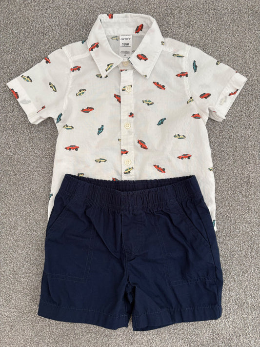 Carter’s 2-Piece Car Print Button-Front Shirt & Short Set, 18 months, Kids 18 Month (12-18M)