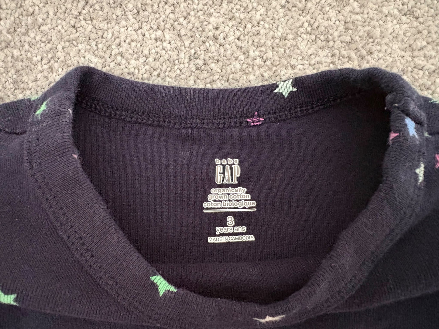 Baby Gap Toddler Organic Brushed Cotton PJ Set, Navy Multi-Star, 3 years, Kids 3T