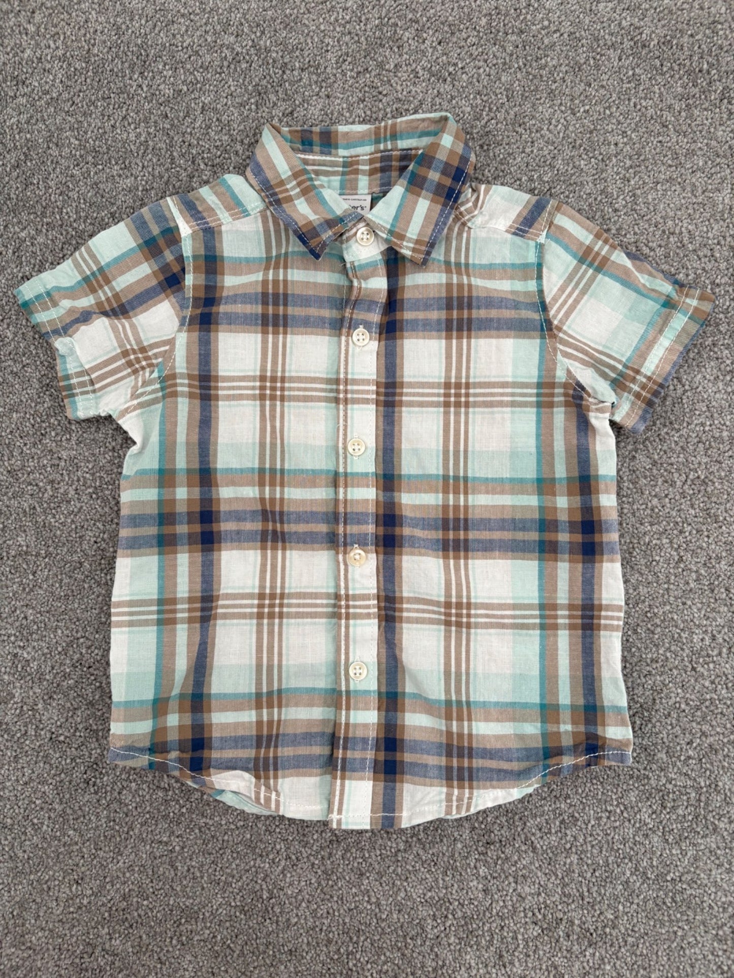 Carter’s 2-Piece Plaid Button-Front Shirt & Short Set, 18 months, Kids 18 Month (12-18M)