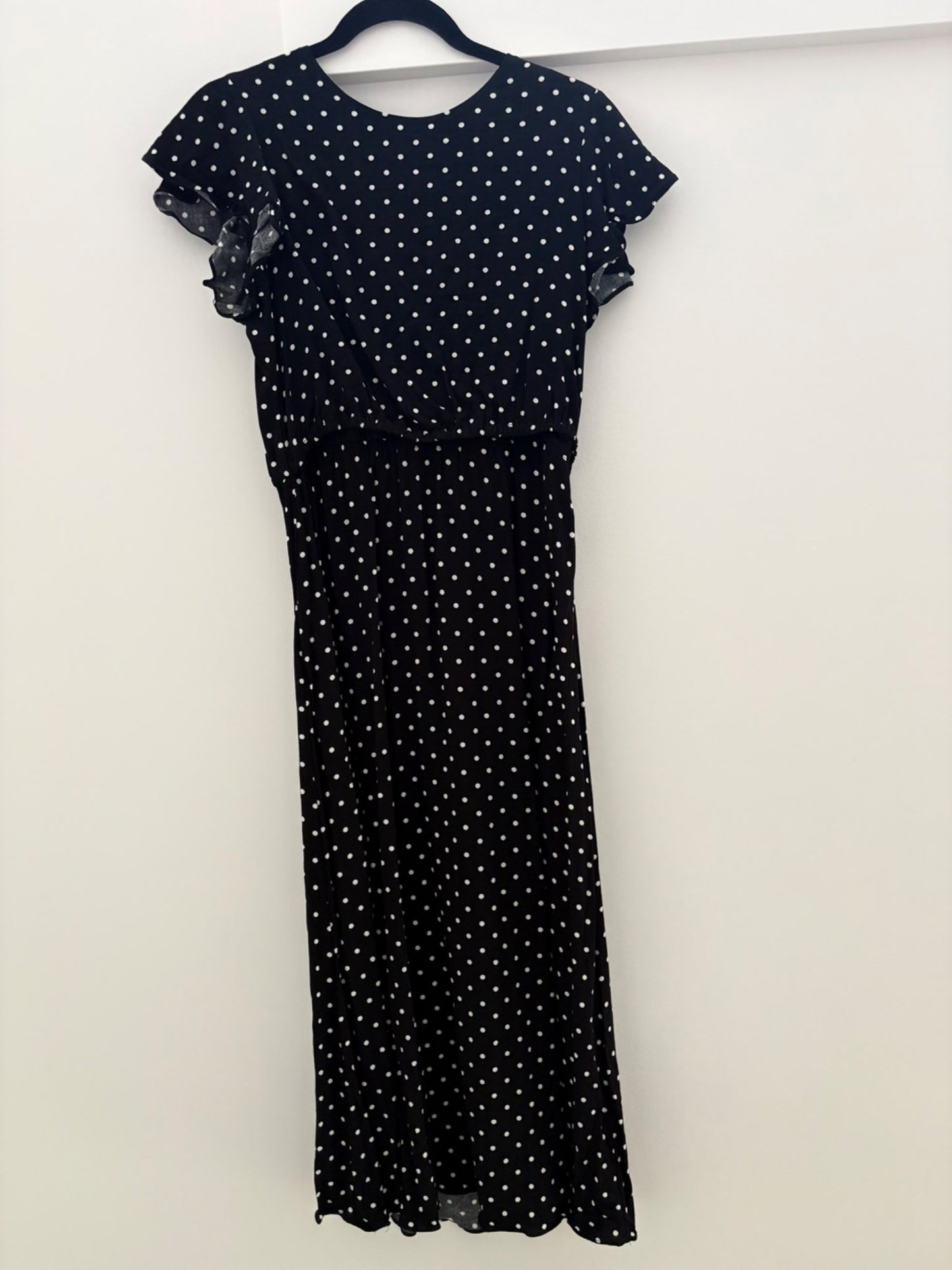 H&M MAMA Creped Nursing Dress, Black/Dotted, Size M, NWOT, Maternity M (8-10)