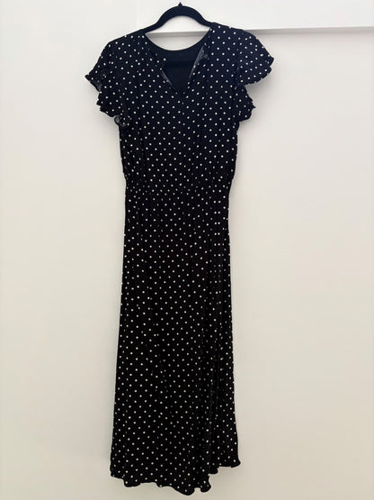 H&M MAMA Creped Nursing Dress, Black/Dotted, Size M, NWOT, Maternity M (8-10)