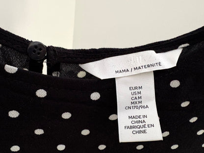 H&M MAMA Creped Nursing Dress, Black/Dotted, Size M, NWOT, Maternity M (8-10)
