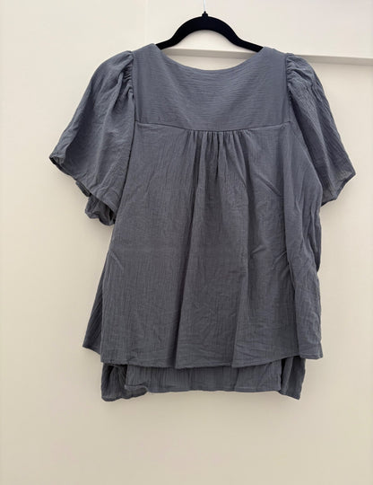 H&M MAMA Cotton Nursing Blouse, Blue, Size M, NWOT, Maternity M (8-10)
