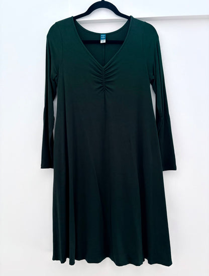 Old Navy Maternity Cinch-Front Long-Sleeve Jersey Swing Dress, Dark Green, Size M, Maternity M (8-10)