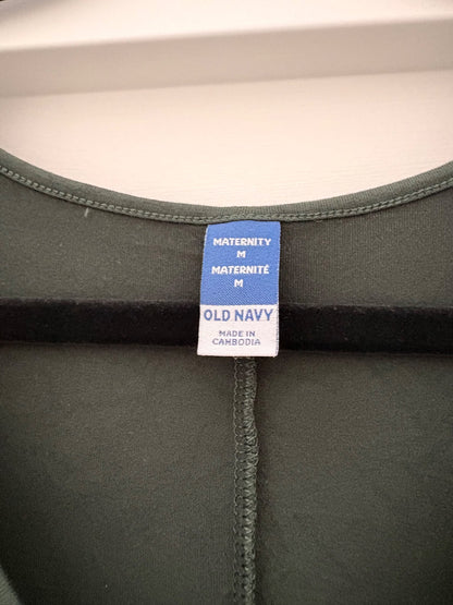 Old Navy Maternity Cinch-Front Long-Sleeve Jersey Swing Dress, Dark Green, Size M, Maternity M (8-10)
