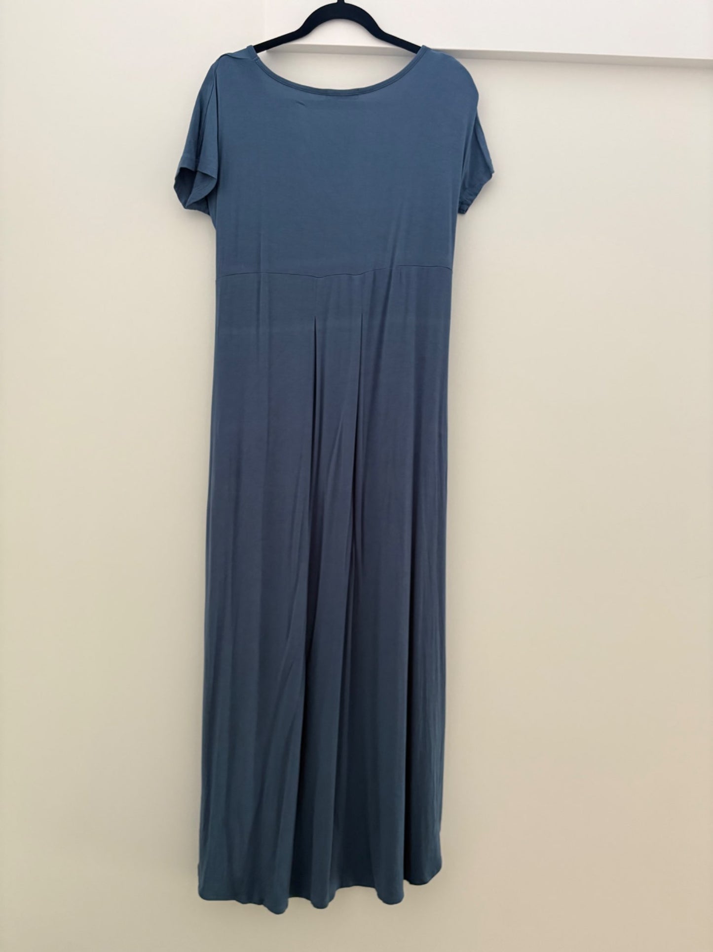 Smallshow Women's Maternity Nursing Split Long Dress for Breastfeeding, Blue grey, Size M, Maternity M (8-10)