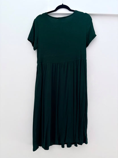 Smallshow Women's Short Sleeve Nursing Dress for Breastfeeding, Dark Green, Size M, Maternity M (8-10)