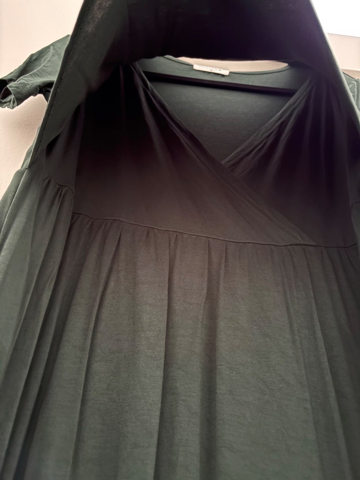 Smallshow Women's Short Sleeve Nursing Dress for Breastfeeding, Dark Green, Size M, Maternity M (8-10)
