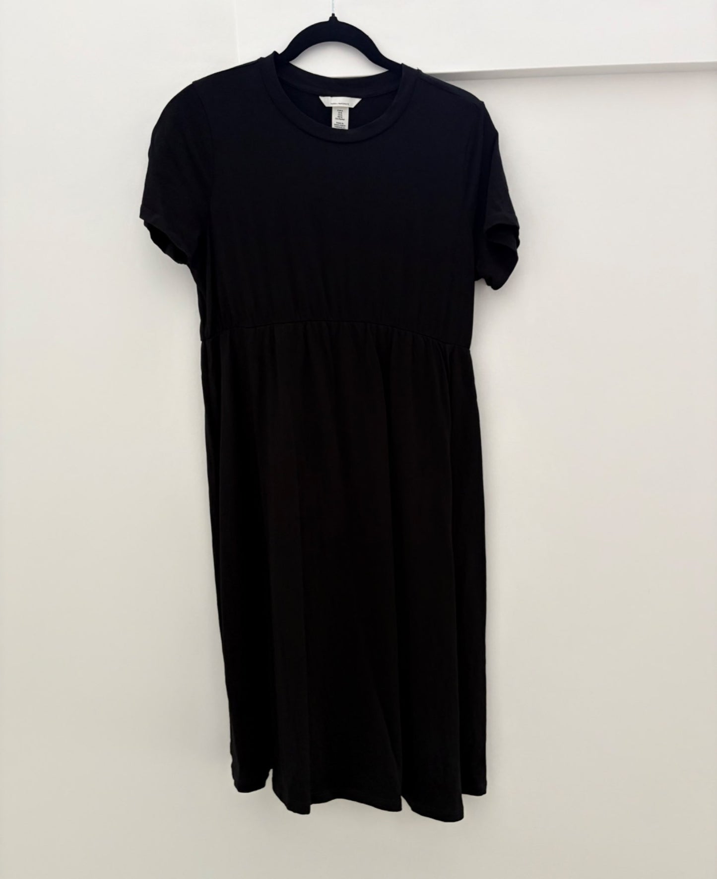 H&M MAMA Short-Sleeve Cotton Dress, Black, Size M, Maternity M (8-10)