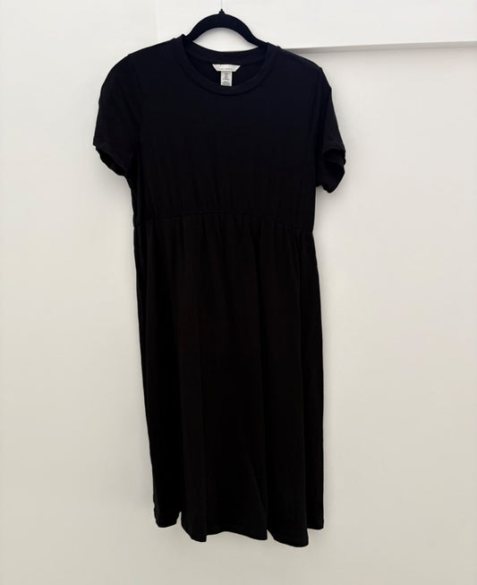 H&M MAMA Short-Sleeve Cotton Dress, Black, Size M, Maternity M (8-10)