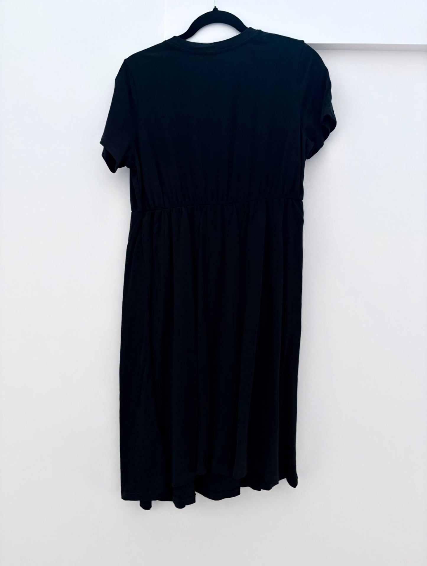 H&M MAMA Short-Sleeve Cotton Dress, Black, Size M, Maternity M (8-10)