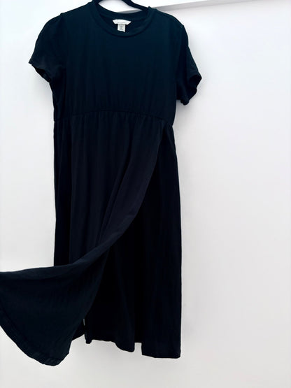 H&M MAMA Short-Sleeve Cotton Dress, Black, Size M, Maternity M (8-10)