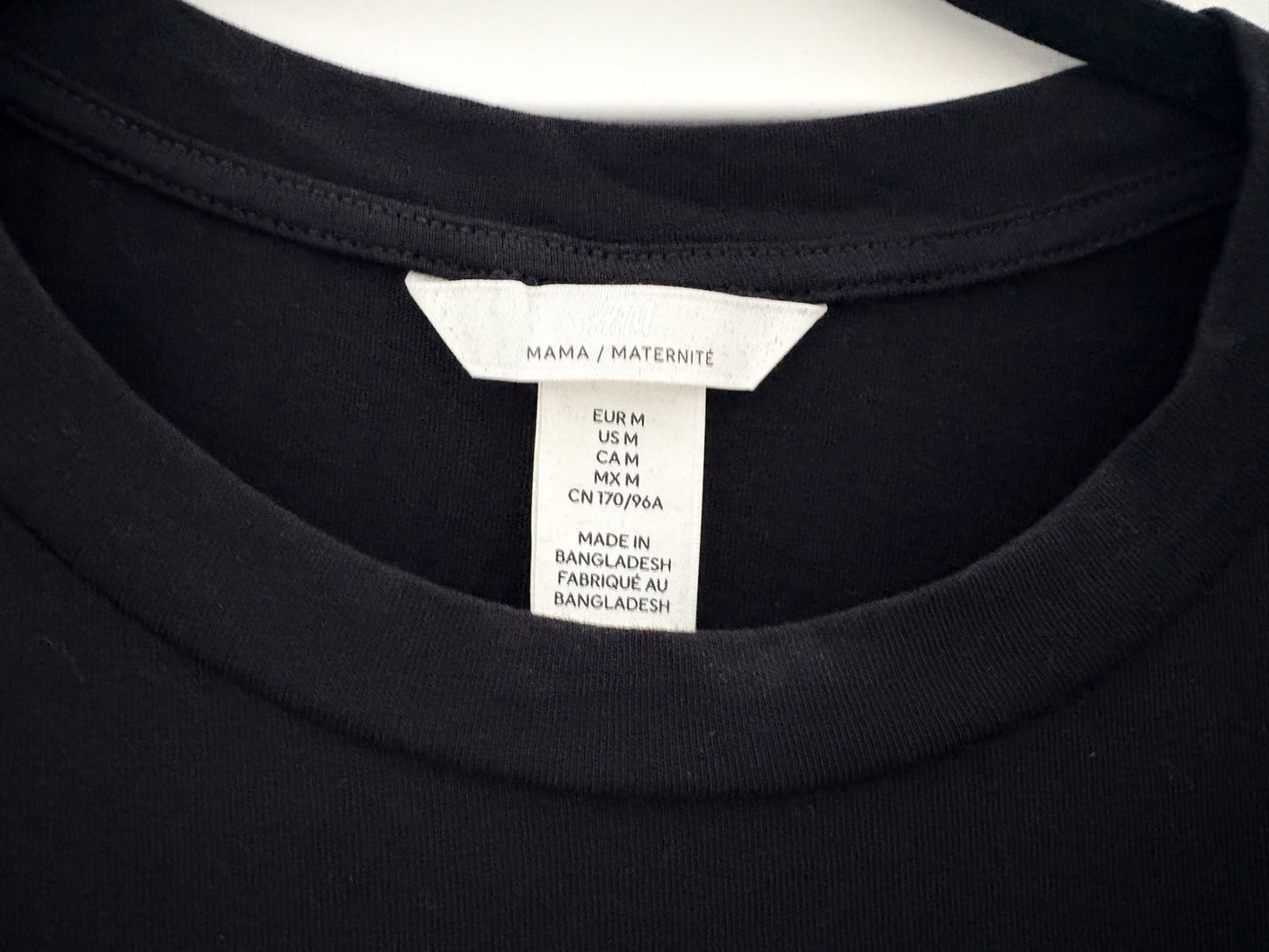 H&M MAMA Short-Sleeve Cotton Dress, Black, Size M, Maternity M (8-10)