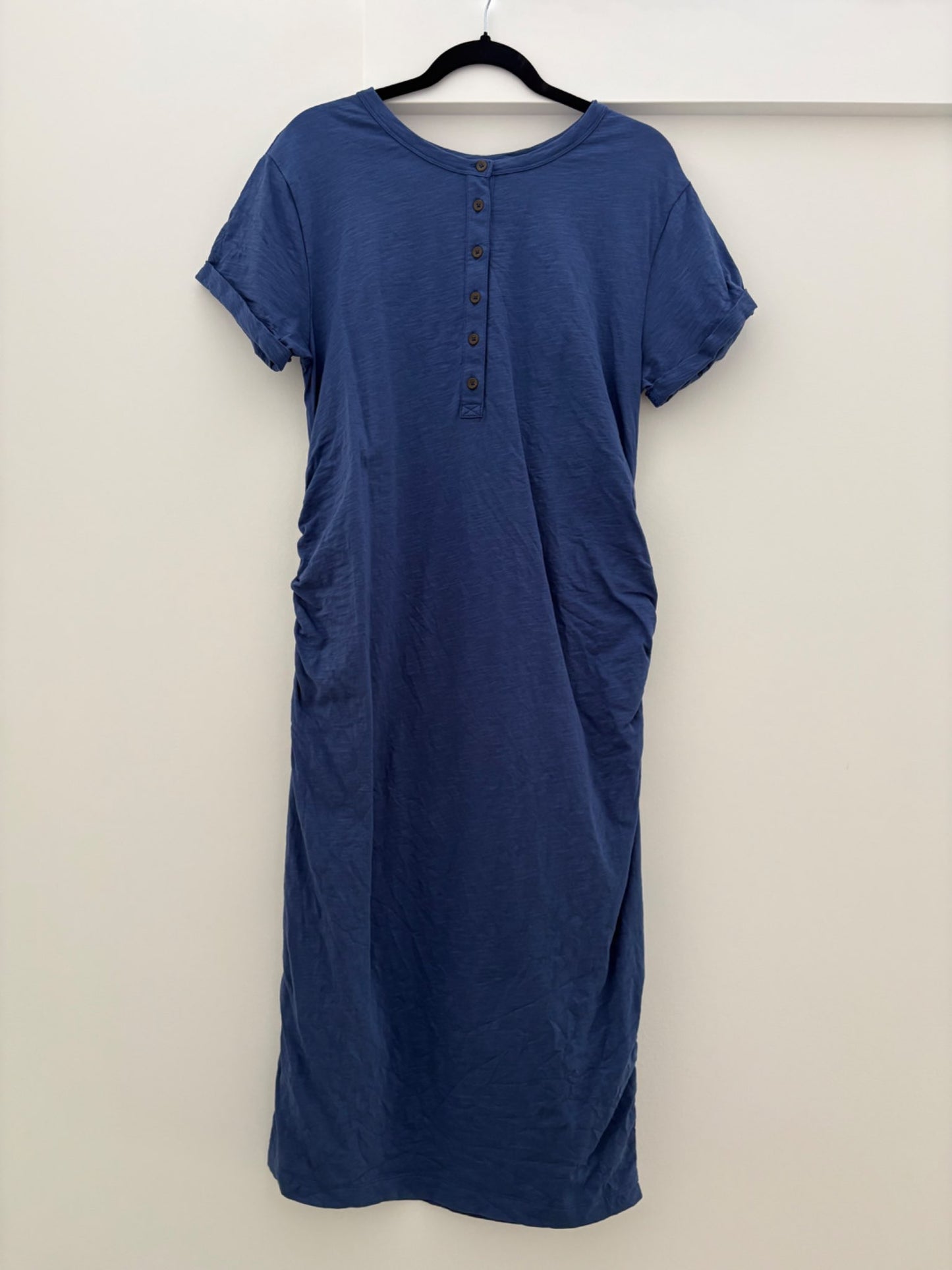 Old Navy Maternity Short-Sleeve Slub-Knit Henley Midi Dress, Seaborne, Size L, Maternity L (12-14)