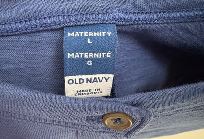 Old Navy Maternity Short-Sleeve Slub-Knit Henley Midi Dress, Seaborne, Size L, Maternity L (12-14)