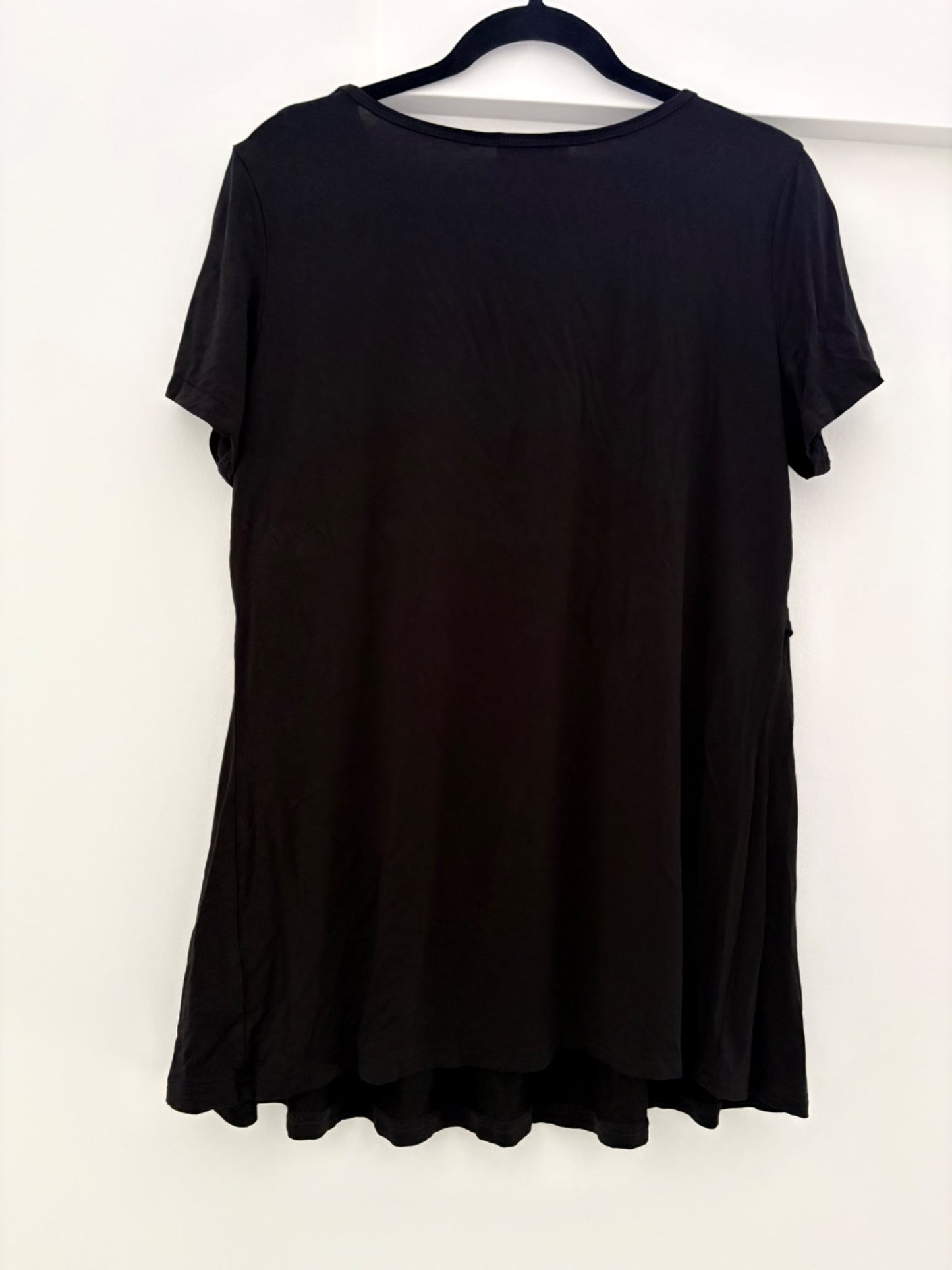 Bearsland Nursing Top Short-Sleeve Scoop Neck Shirt, Black, Size L, Maternity L (12-14)