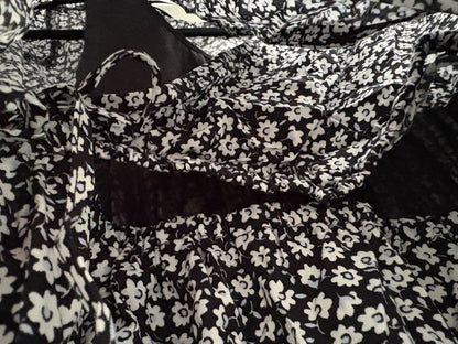 H&M MAMA Short-Sleeve Wrap-Front Nursing Dress, Black/Floral, Size M, NWT, Maternity M (8-10)