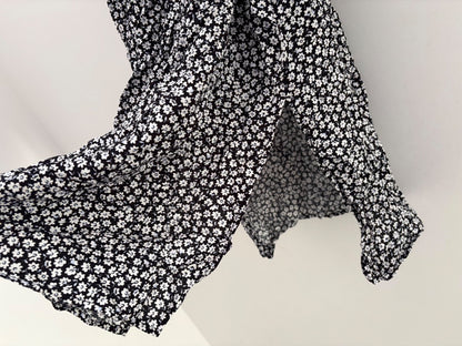 H&M MAMA Short-Sleeve Wrap-Front Nursing Dress, Black/Floral, Size M, NWT, Maternity M (8-10)