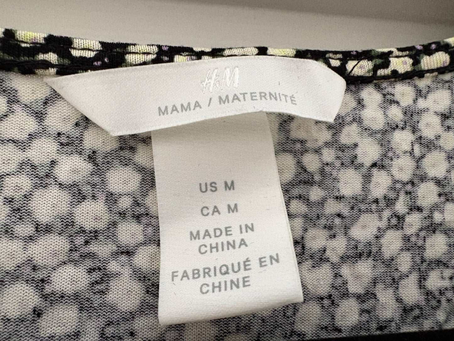 H&M MAMA Long-Sleeve Wrap Dress, Black/Floral, Size M, NWOT, Maternity M (8-10)
